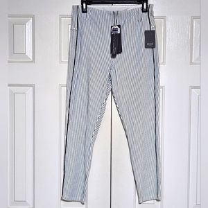 NWT Lysse Leggings, Blue/White Pinstripe, Size Large